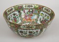 Antique Chinese Canton Rose Medallion Punch Bowl, Circa 1850