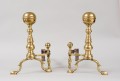 Pair of American Brass Boston Andirons, Circa 1800