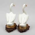 Pair of Chinese Porcelain Ducks on Stands