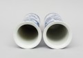 Pair Chinese Blue and White Cylindrical Vases