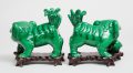 Pair of Chinese Green Glazed Foo Dogs