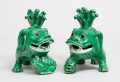 Pair of Chinese Green Glazed Foo Dogs