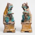 Pair Chinese Green Glazed Foo Dogs