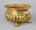 Antique Brass Oval Footed Jardiniere
