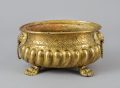 Antique Brass Oval Footed Jardiniere