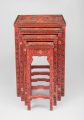 Chinese Red Lacquered Nest of Quarteto Tables