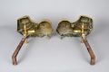 Pair Art Deco Brass Pekinese Dog Andirons