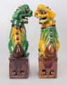 Chinese Pair of Yellow and Green Foo Dogs