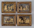 Set of Eight Chinese Canton Small Lacquered Trays