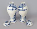 Chinese Pair Blue and White Baluster Lidded Vases