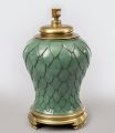 French Green Enamel and Brass Lamp