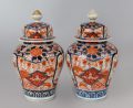 Pair Imari Vases with Lids, Circa 1880