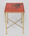 Harequin Pair of Chinoiserie Red Lacquered Side Tables