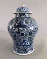 Chinese Mached Pair Blue and White Vases and Lids