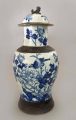 Chinese Blue and White Crackleware Vase with Lid