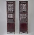 Pair of Asian Bamboo Open Cabinets
