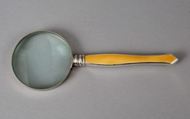 Magnifying Glass with Yellow Enamel and Sterling Handle