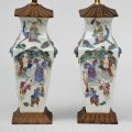 Pair of Chinese Export Famille Rose Vase Lamps
