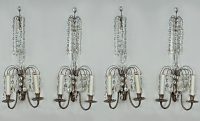 Set of Four Swedish Crystal Wall Sconces