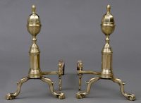 Antique American Brass Andirons, Circa 1820