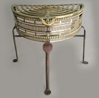 Antique Brass Pierced Half Round Trivet-Main Front Angle