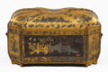 Antique 19th Century Chinese Export Black Lacquer Tea Caddy