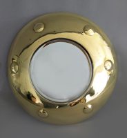 Round Mirror with Convex Shaped Brass Frame