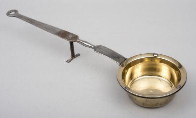 Antique English Brass Long Handled Sauce Pan, Circa 1700