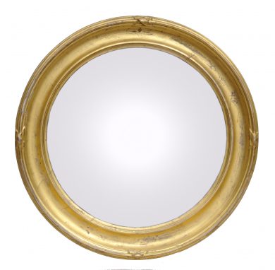 Antique Convex Mirror with Concave  Frame