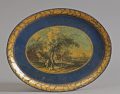 Antique English Oval Painted Tole Tray, Circa 1830