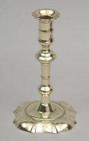 Antique Queen Anne Single Brass Candlestick-Main View