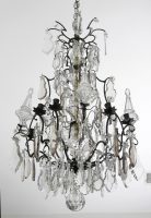 Antique French Crystal and Bronze Chandelier-Main Full View