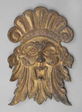 Antique Gilded Bronze Mask, Circa 1890