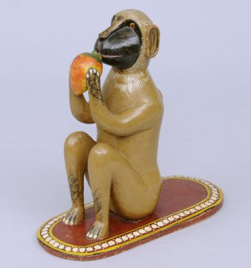 Indian Polychromed Carved Monkey, Circa 1870