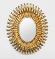 Italian Gilt Metal Oval Mirror By S. Salvadori