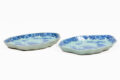 Pair Chinese Export Blue and White Qianlong Leaf-Shaped Dishes
