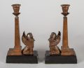 Antique Pair of English Egyptian Revival Candlesticks