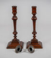 Antique Pair English Mahogany Candlesticks