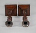 Antique Pair English Mahogany Candlesticks