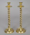Pair Tall Brass Open Twist Candlesticks