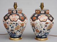 Antique Pair Imari Vase Lamps, Circa 1840-Main Front View