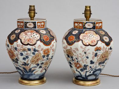 Antique Pair Imari Vase Lamps, Circa 1840