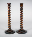 Antique Pair Rosewood Barley Twist Candlesticks