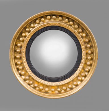 Antique Regency Period Giltwood Convex Mirror