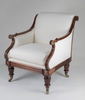 Fine Regency Simulated Rosewood Library Armchair-Front Angled View