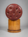 19th Century Round Satinwood Stool with Red Leather Seat