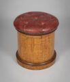 19th Century Round Satinwood Stool with Red Leather Seat