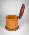 19th Century Round Satinwood Stool with Red Leather Seat