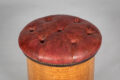 19th Century Round Satinwood Stool with Red Leather Seat