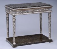 Antique Swedish Parcel Silver Leaf & Marble Console Table, Circa 1840-Main Angled View